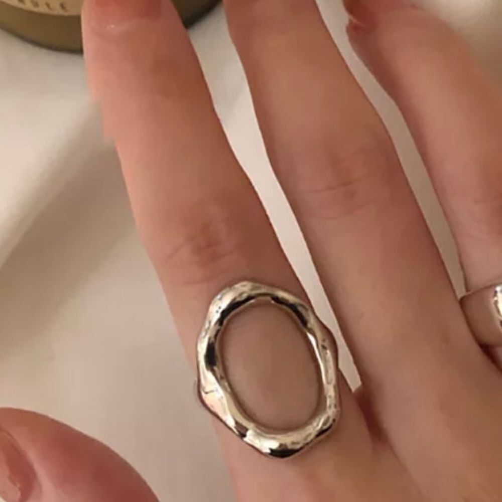 VINTAGE‎ GOLD PLATED OPEN OVAL RING IN GOLD OR SILVER ADJUSTABLE